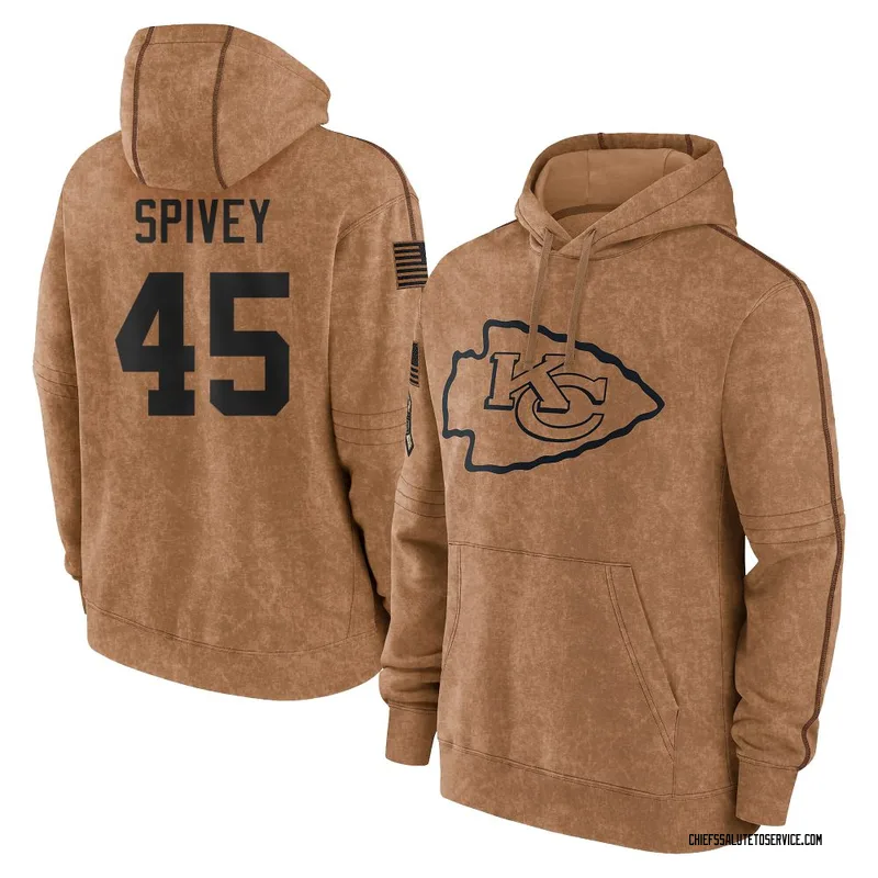 Youth Geor'Quarius Spivey Kansas City Chiefs Brown 2023 Salute To Service Club Pullover Hoodie