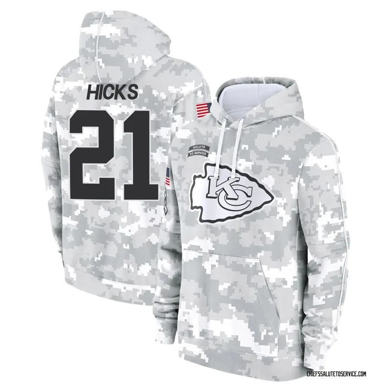 Youth Jaden Hicks Kansas City Chiefs Camo Arctic 2024 Salute to Service Club Fleece Pullover Hoodie