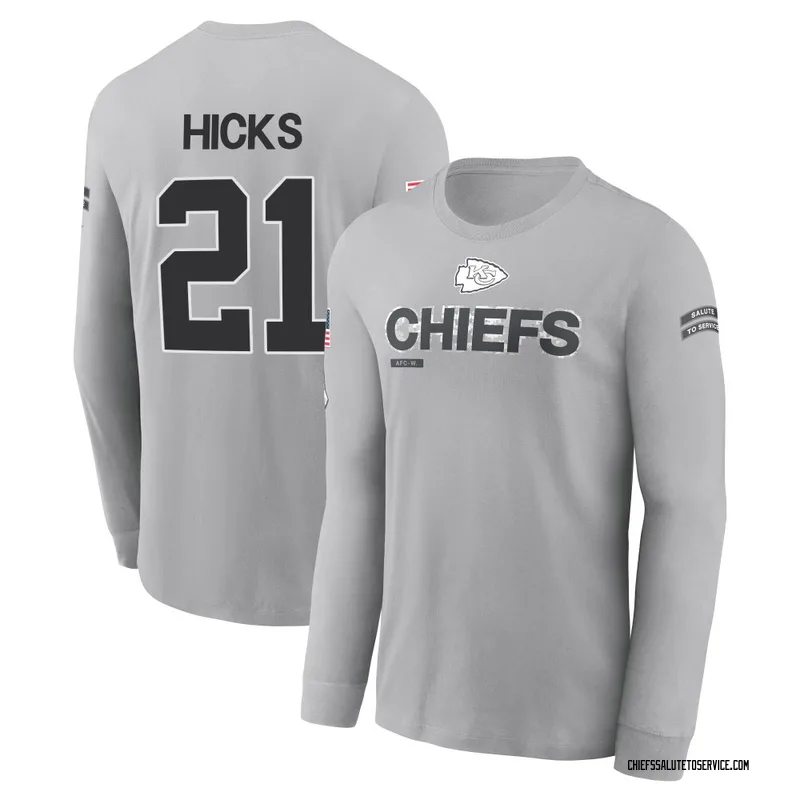 Youth Jaden Hicks Kansas City Chiefs Gray 2024 Salute to Service Long Sleeve T-Shirt