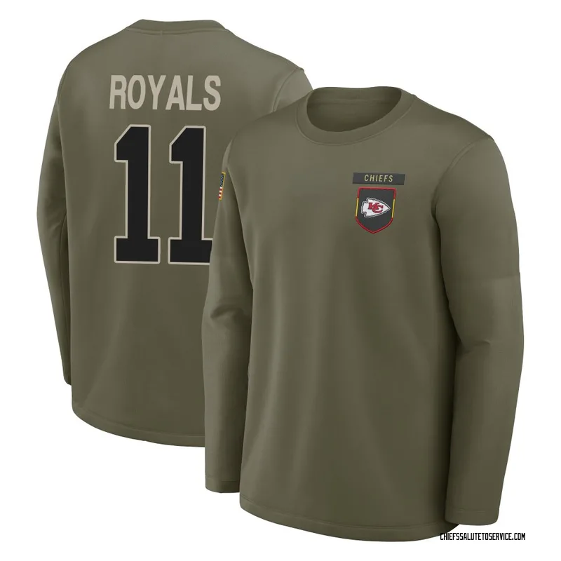 Youth Jalen Royals Kansas City Chiefs Olive 2025 Salute to Service Sideline Coaches Long Sleeve T-Shirt