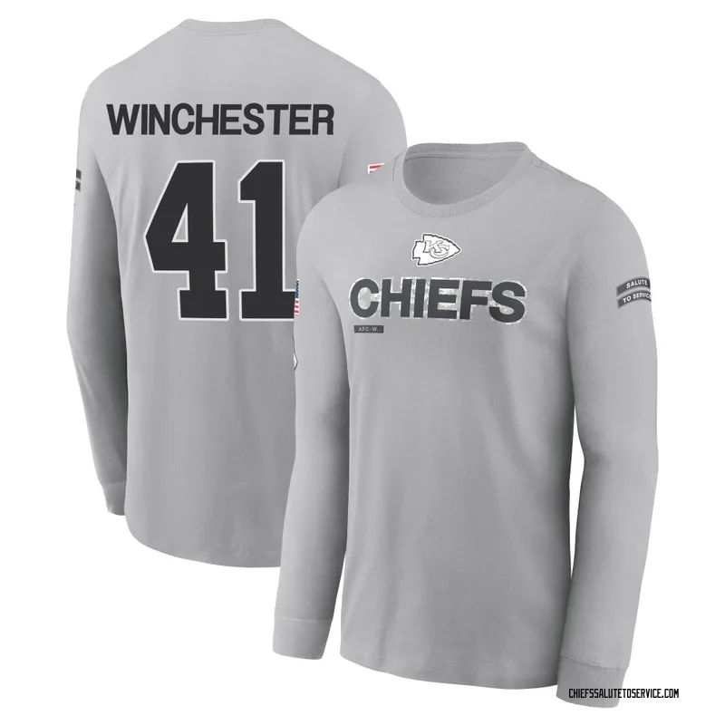 Youth James Winchester Kansas City Chiefs Gray 2024 Salute to Service Long Sleeve T-Shirt