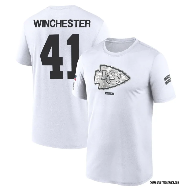Youth James Winchester Kansas City Chiefs Legend White 2024 Salute to Service Performance T-Shirt