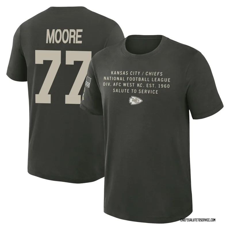 Youth Jaylon Moore Kansas City Chiefs Green Dark/ 2025 Salute to Service Sideline Slub T-Shirt