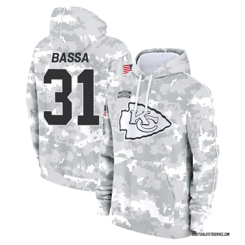 Youth Jeffrey Bassa Kansas City Chiefs Camo Arctic 2024 Salute to Service Club Fleece Pullover Hoodie