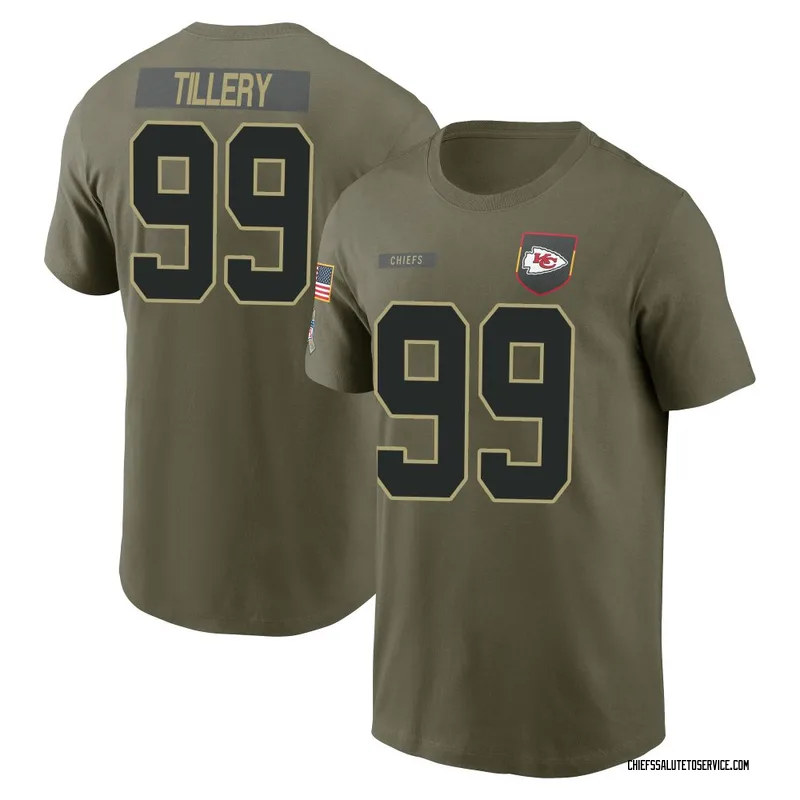 Youth Jerry Tillery Kansas City Chiefs Olive 2025 Salute to Service Name & Number T-Shirt