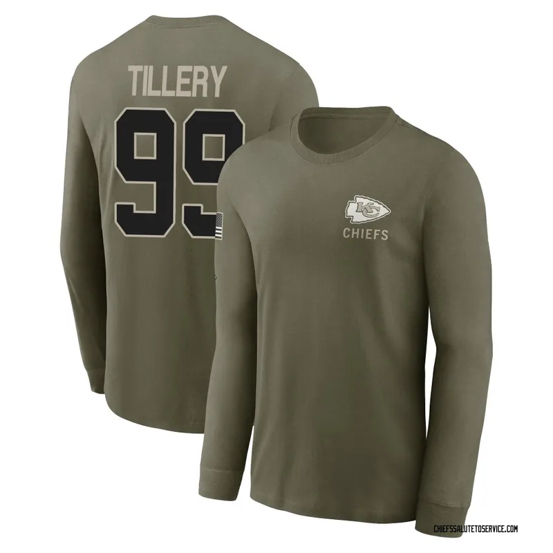 Youth Jerry Tillery Kansas City Chiefs Olive 2025 Salute to Service Sideline Long Sleeve T-Shirt