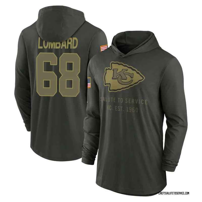 Youth Joey Lombard Kansas City Chiefs Green Forest/ 2025 Salute to Service Sideline Lightweight Hooded Pullover Long Sleeve T-Sh