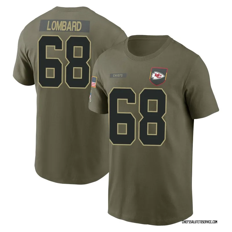 Youth Joey Lombard Kansas City Chiefs Olive 2025 Salute to Service Name & Number T-Shirt