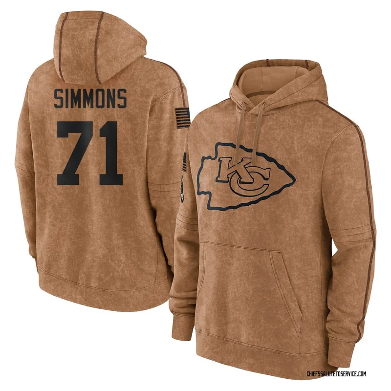 Youth Josh Simmons Kansas City Chiefs Brown 2023 Salute To Service Club Pullover Hoodie