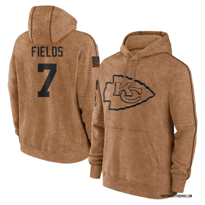 Youth Justin Fields Kansas City Chiefs Brown 2023 Salute To Service Club Pullover Hoodie