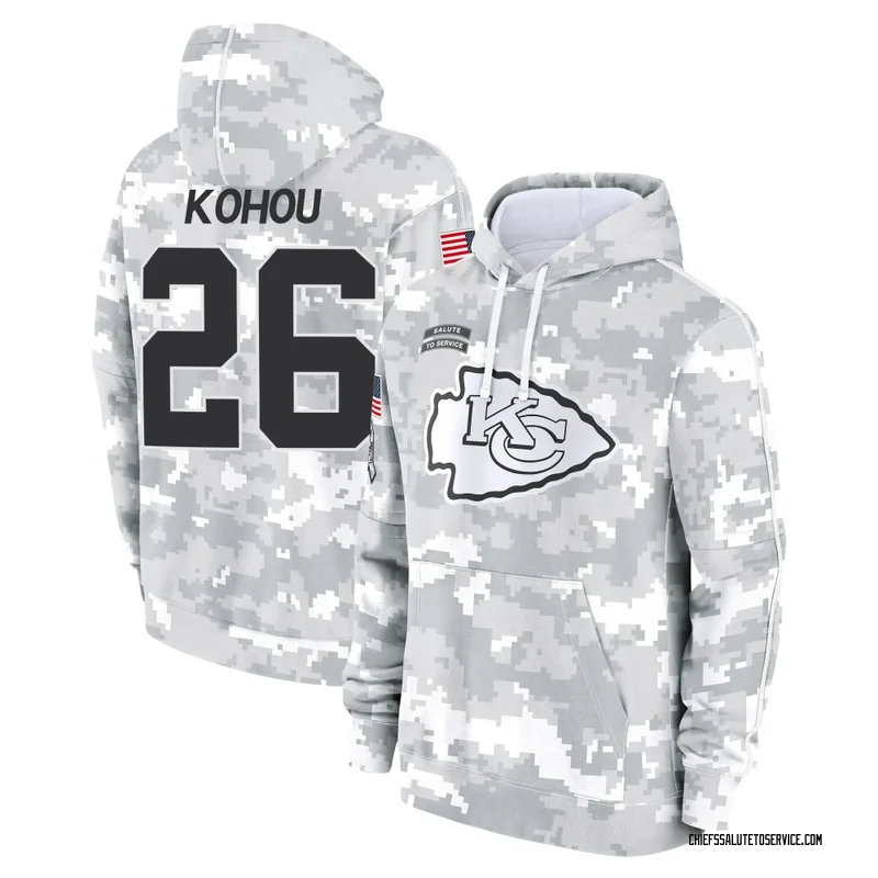 Youth Kader Kohou Kansas City Chiefs Camo Arctic 2024 Salute to Service Club Fleece Pullover Hoodie
