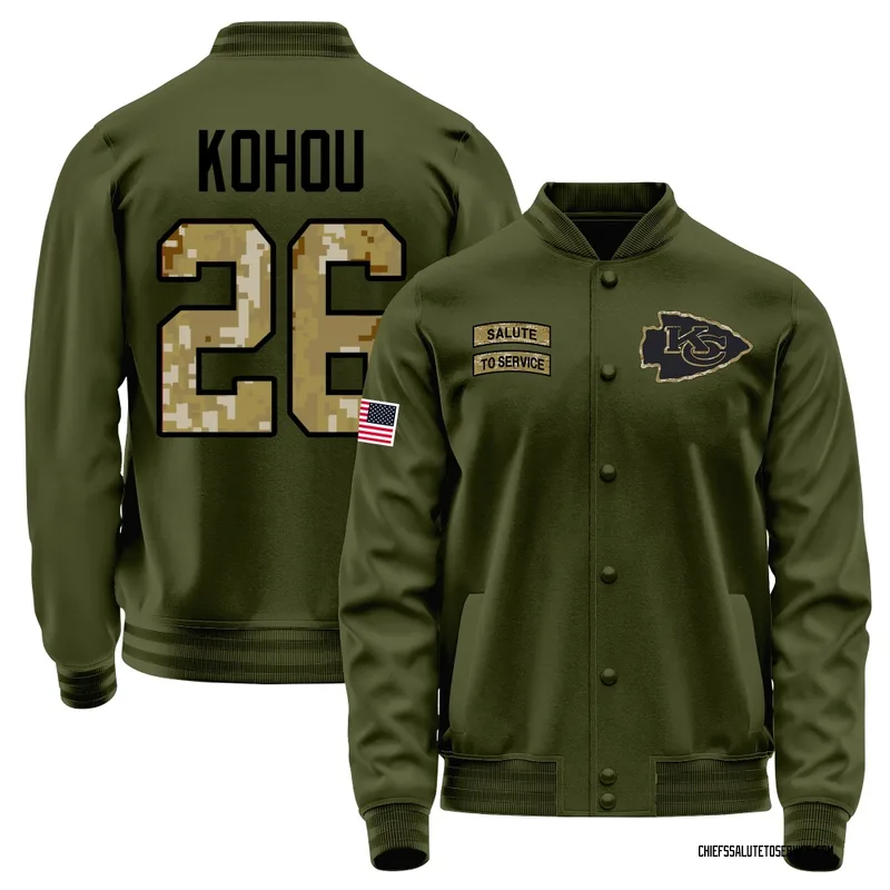 Youth Kader Kohou Kansas City Chiefs Olive Salute to Service Sideline Performance Jacket