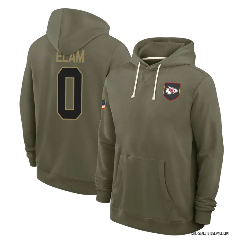 Youth Kaiir Elam Kansas City Chiefs Olive 2025 Salute to Service Hoodie