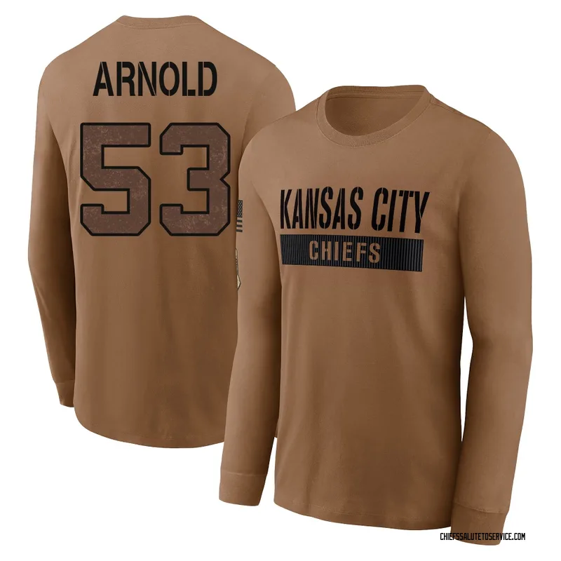 Youth Kam Arnold Kansas City Chiefs Brown 2023 Salute To Service Long Sleeve T-Shirt