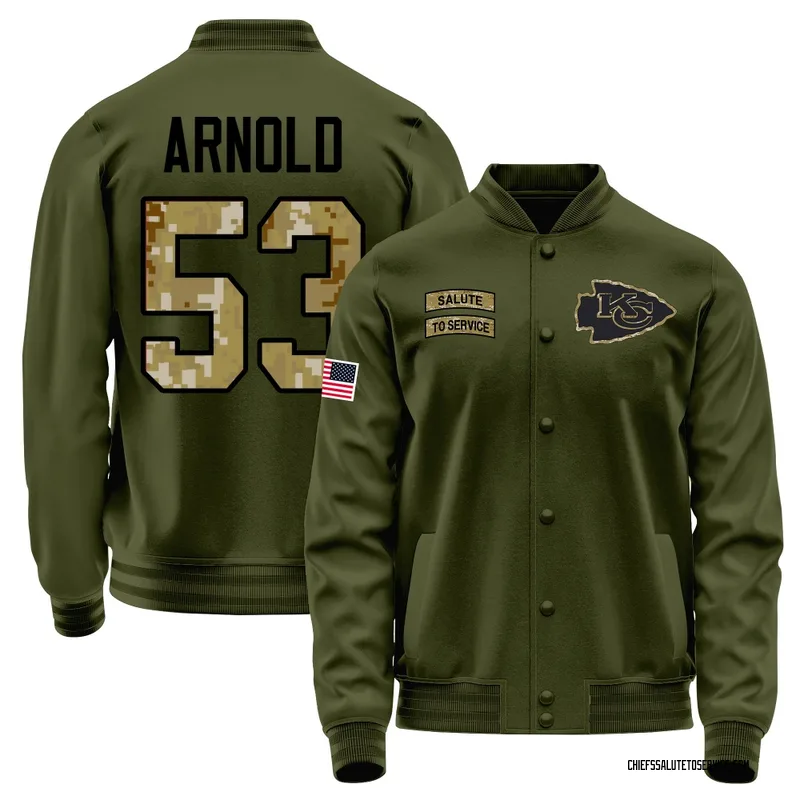 Youth Kam Arnold Kansas City Chiefs Olive Salute to Service Sideline Performance Jacket