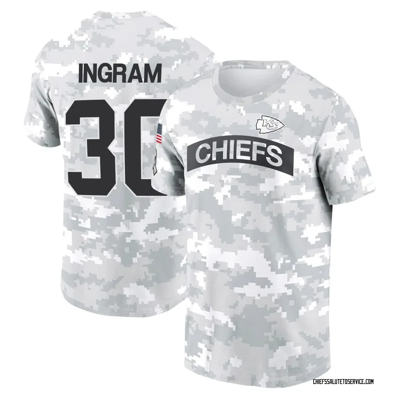Youth Keaontay Ingram Kansas City Chiefs Camo Arctic 2024 Salute to Service Performance T-Shirt