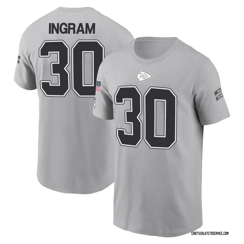 Youth Keaontay Ingram Kansas City Chiefs Gray 2024 Salute to Service Name & Number T-Shirt