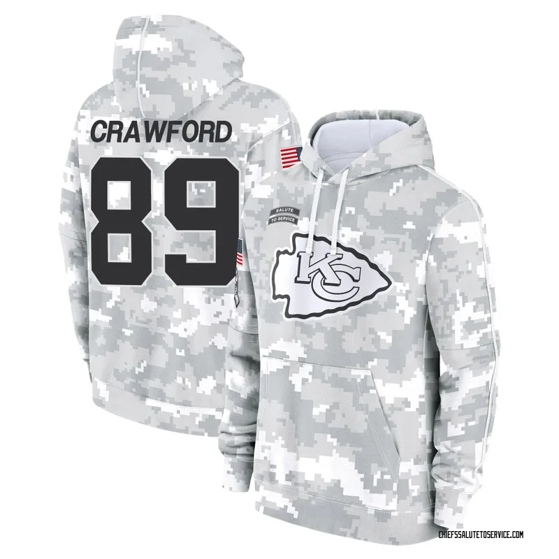 Youth Kekoa Crawford Kansas City Chiefs Camo Arctic 2024 Salute to Service Club Fleece Pullover Hoodie
