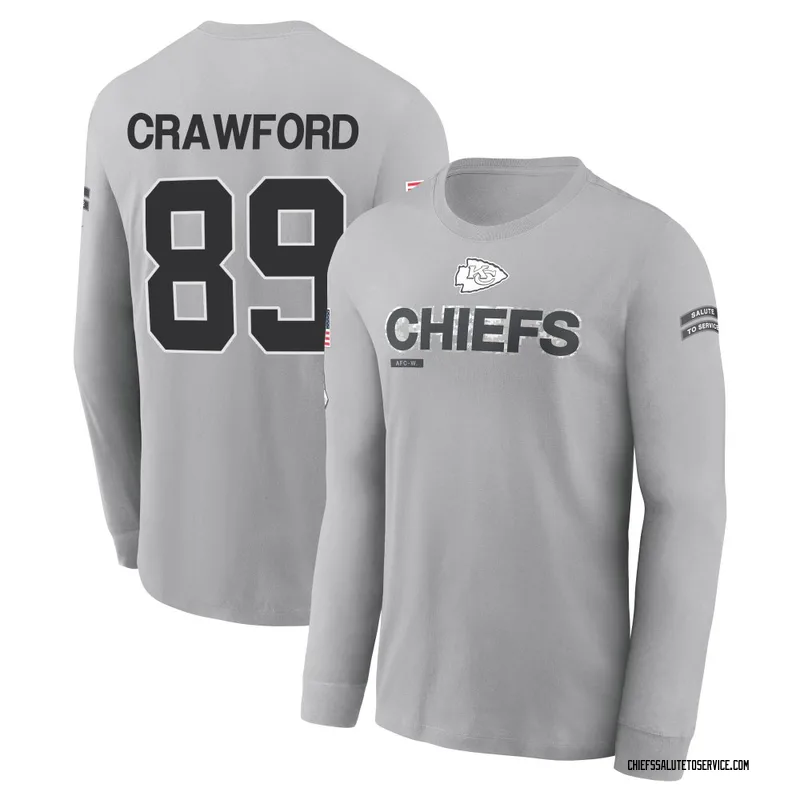 Youth Kekoa Crawford Kansas City Chiefs Gray 2024 Salute to Service Long Sleeve T-Shirt