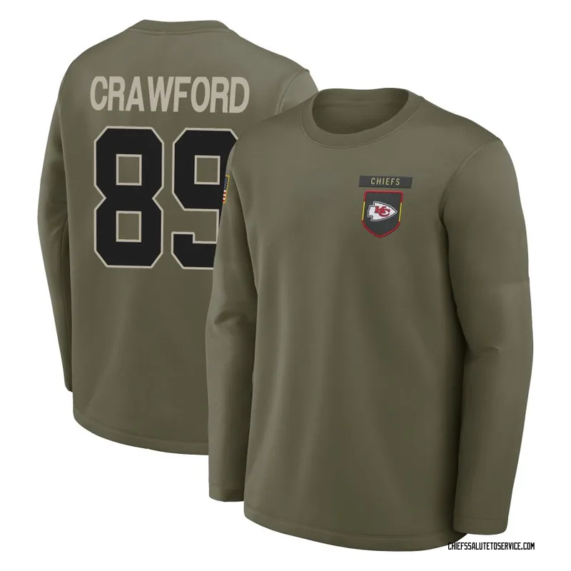 Youth Kekoa Crawford Kansas City Chiefs Olive 2025 Salute to Service Sideline Coaches Long Sleeve T-Shirt