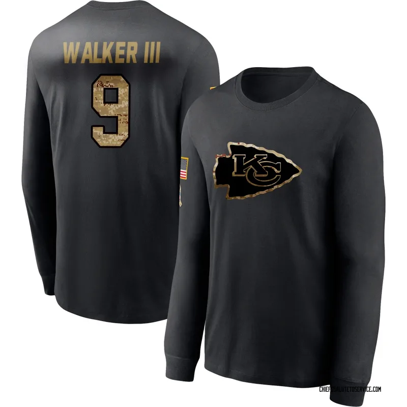 Youth Kenneth Walker III Kansas City Chiefs Black 2020 Salute To Service Sideline Performance Long Sleeve T-Shirt