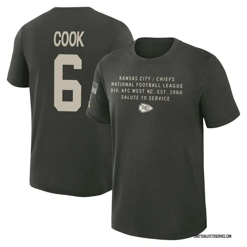 Youth Kenny Cook Kansas City Chiefs Green Dark/ 2025 Salute to Service Sideline Slub T-Shirt