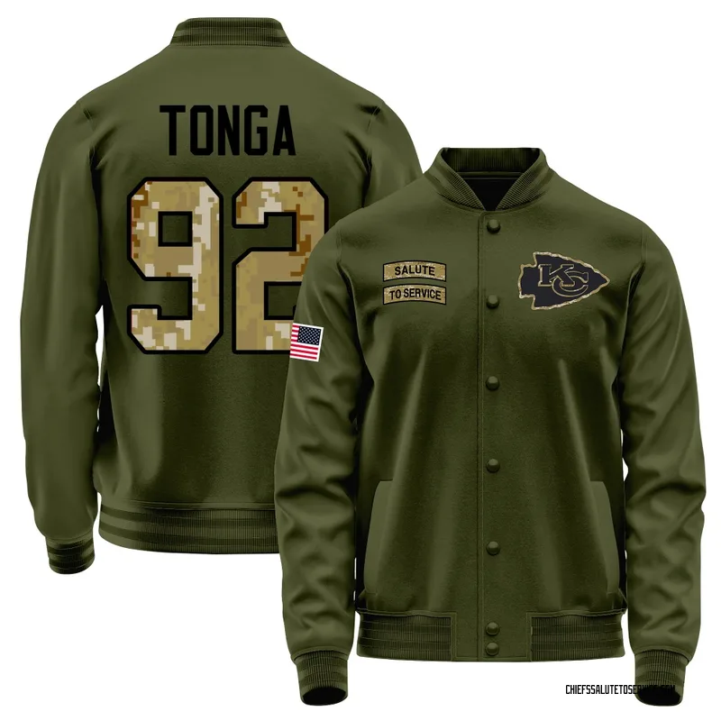 Youth Khyiris Tonga Kansas City Chiefs Olive Salute to Service Sideline Performance Jacket