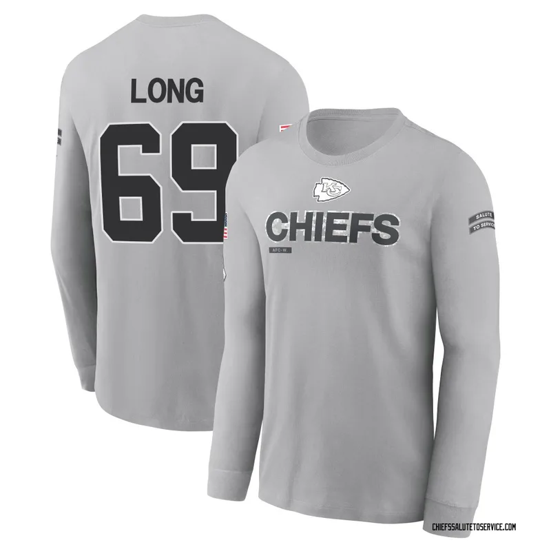 Youth Kyle Long Kansas City Chiefs Gray 2024 Salute to Service Long Sleeve T-Shirt