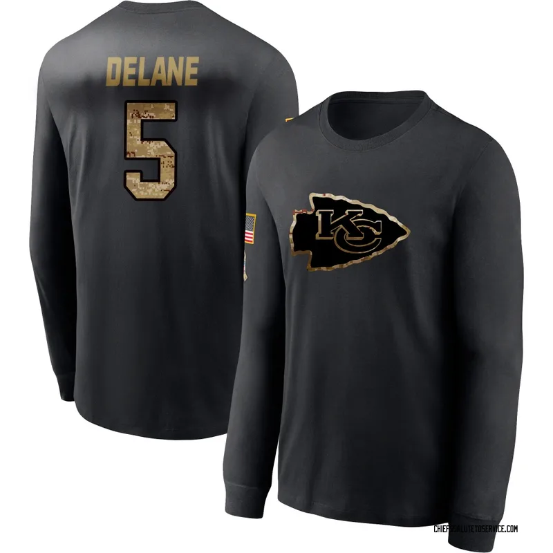 Youth Mansoor Delane Kansas City Chiefs Black 2020 Salute To Service Sideline Performance Long Sleeve T-Shirt
