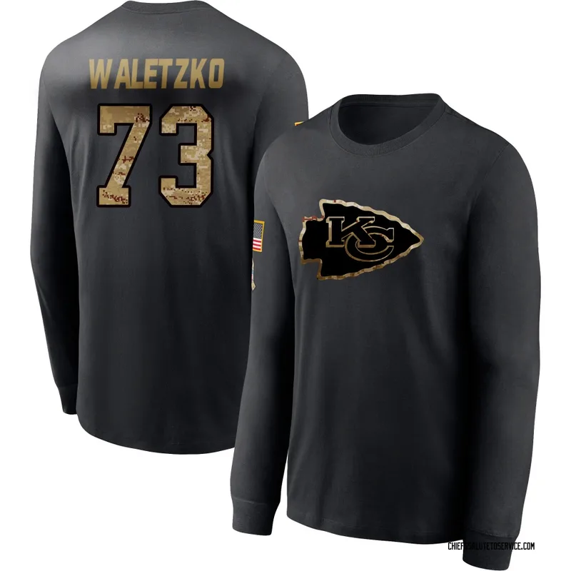 Youth Matt Waletzko Kansas City Chiefs Black 2020 Salute To Service Sideline Performance Long Sleeve T-Shirt