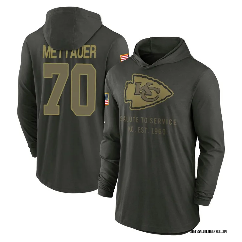Youth McKade Mettauer Kansas City Chiefs Green Forest/ 2025 Salute to Service Sideline Lightweight Hooded Pullover Long Sleeve T