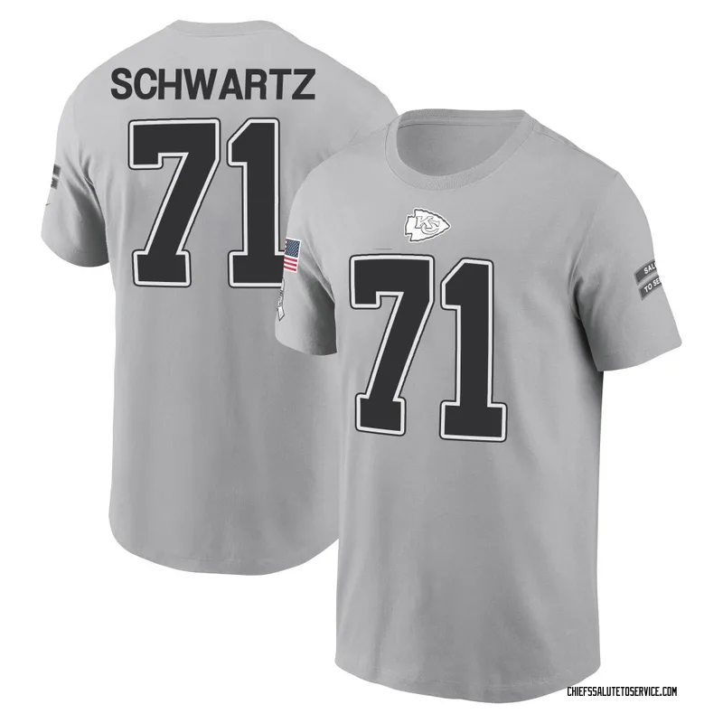 Youth Mitchell Schwartz Kansas City Chiefs Gray 2024 Salute to Service Name & Number T-Shirt