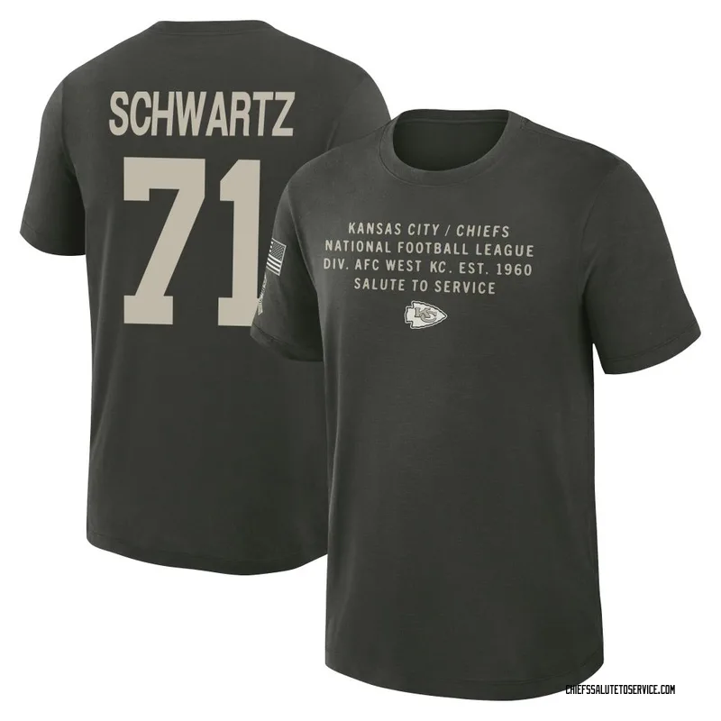 Youth Mitchell Schwartz Kansas City Chiefs Green Dark/ 2025 Salute to Service Sideline Slub T-Shirt