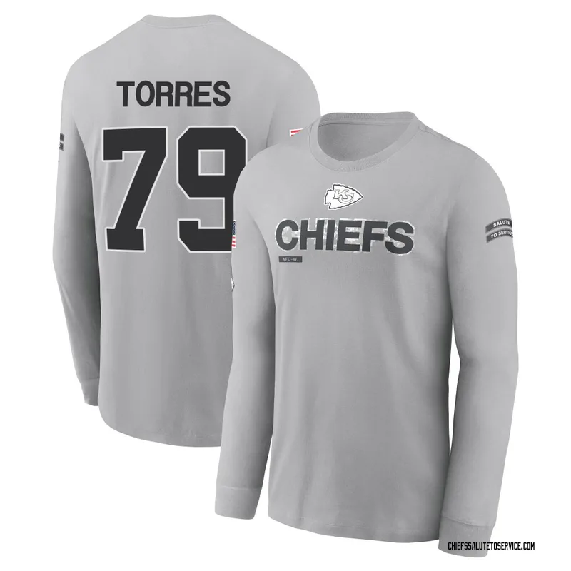 Youth Nick Torres Kansas City Chiefs Gray 2024 Salute to Service Long Sleeve T-Shirt
