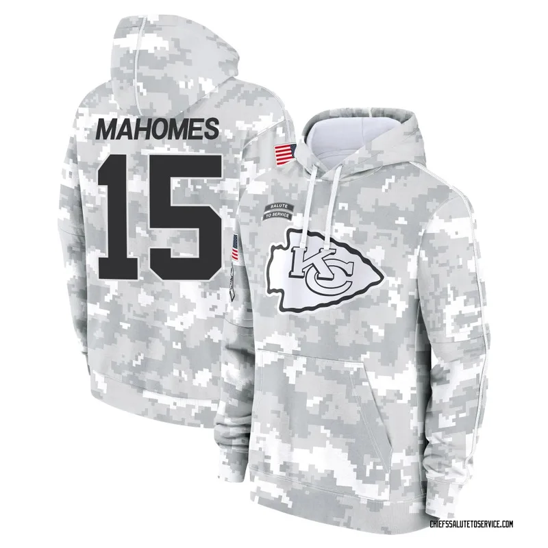 Youth Patrick Mahomes Kansas City Chiefs Camo Arctic 2024 Salute to Service Club Fleece Pullover Hoodie