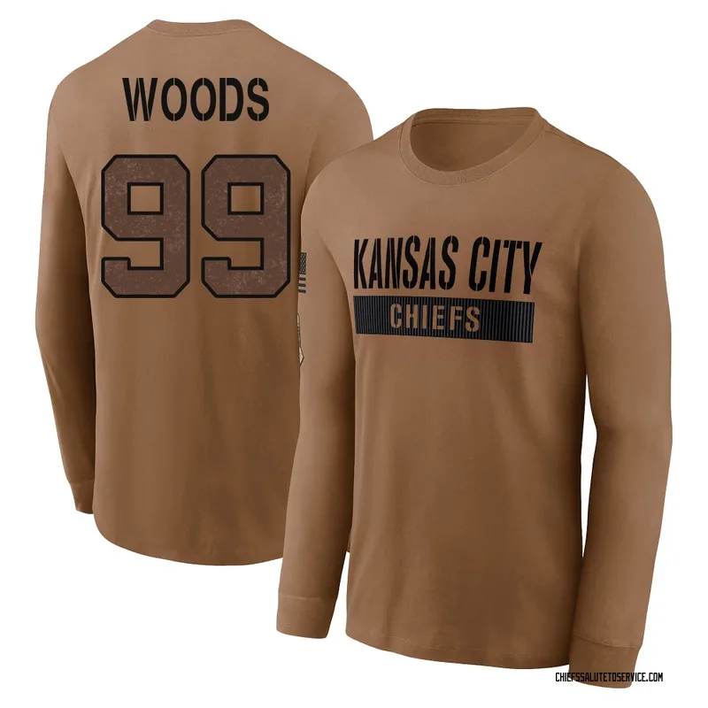 Youth Peter Woods Kansas City Chiefs Brown 2023 Salute To Service Long Sleeve T-Shirt