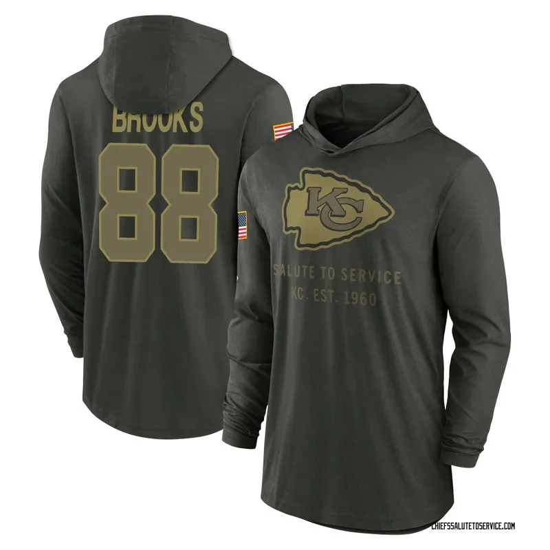 Youth Phillip Brooks Kansas City Chiefs Green Forest/ 2025 Salute to Service Sideline Lightweight Hooded Pullover Long Sleeve T-