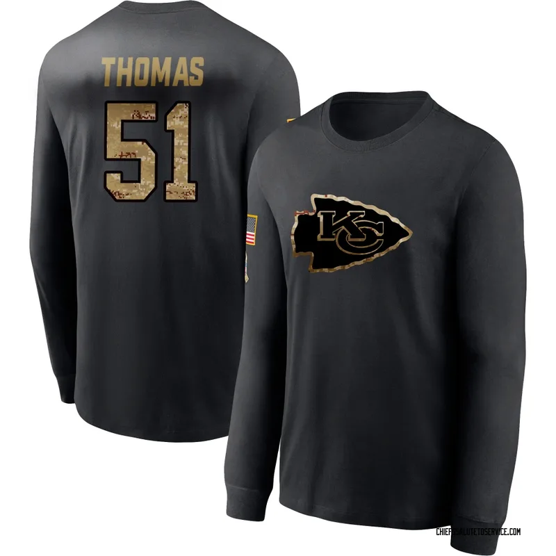 Youth R Mason Thomas Kansas City Chiefs Black 2020 Salute To Service Sideline Performance Long Sleeve T-Shirt
