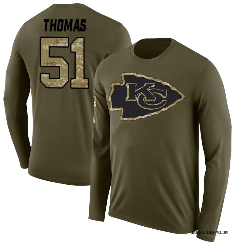 Youth R Mason Thomas Kansas City Chiefs Legend Olive Salute to Service Sideline Long Sleeve T-Shirt
