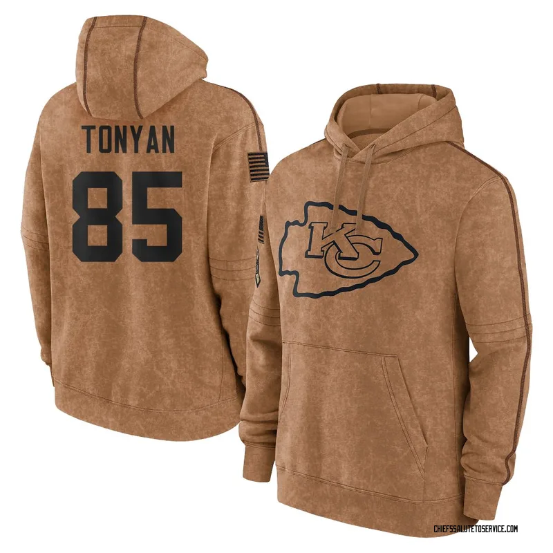 Youth Robert Tonyan Kansas City Chiefs Brown 2023 Salute To Service Club Pullover Hoodie