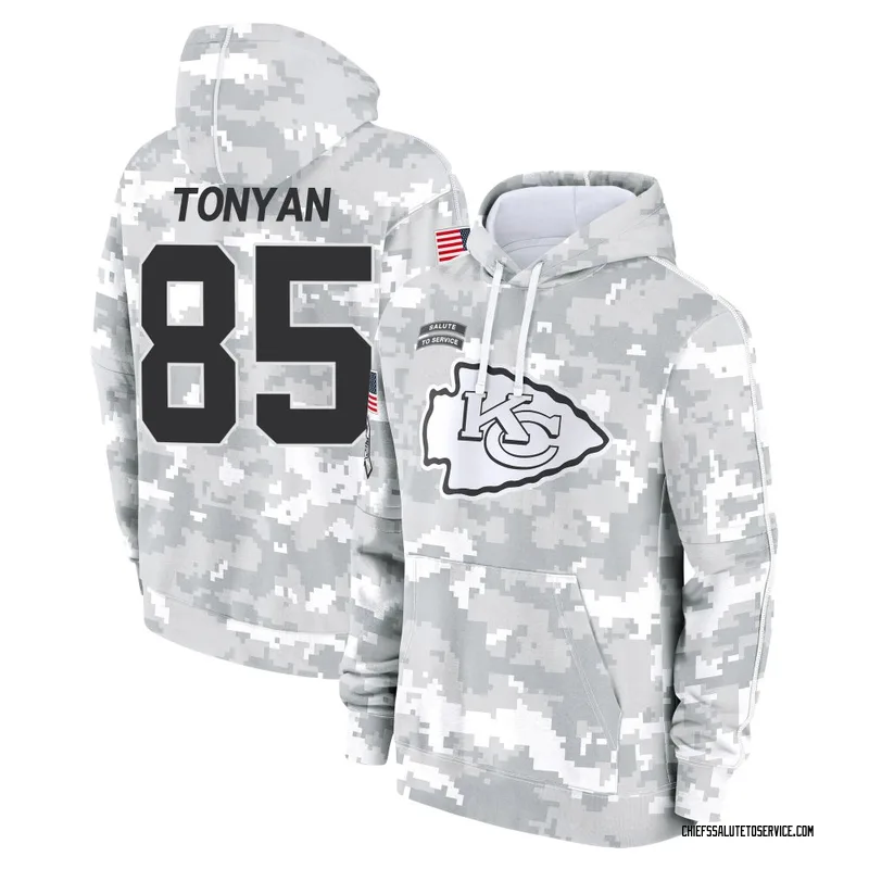 Youth Robert Tonyan Kansas City Chiefs Camo Arctic 2024 Salute to Service Club Fleece Pullover Hoodie