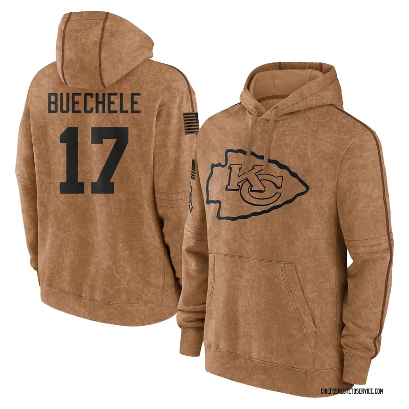Youth Shane Buechele Kansas City Chiefs Brown 2023 Salute To Service Club Pullover Hoodie
