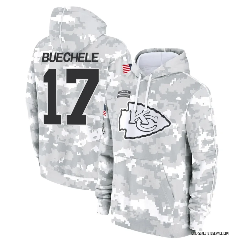 Youth Shane Buechele Kansas City Chiefs Camo Arctic 2024 Salute to Service Club Fleece Pullover Hoodie