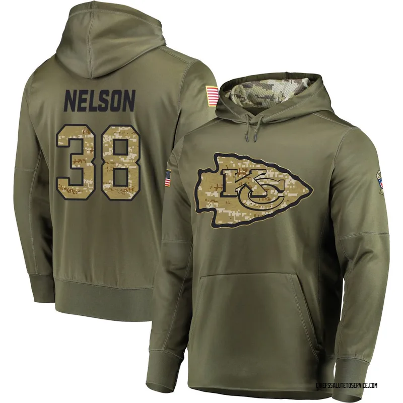Youth Steven Nelson Kansas City Chiefs Olive Salute to Service Pullover Hoodie