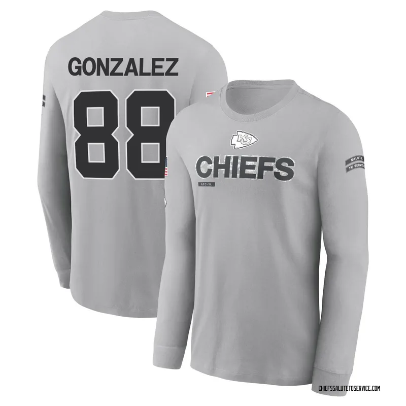 Youth Tony Gonzalez Kansas City Chiefs Gray 2024 Salute to Service Long Sleeve T-Shirt