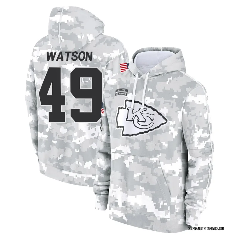 Youth Tre Watson Kansas City Chiefs Camo Arctic 2024 Salute to Service Club Fleece Pullover Hoodie