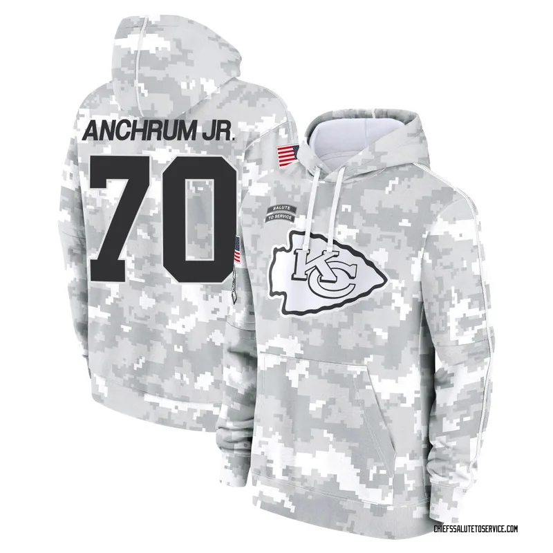 Youth Tremayne Anchrum Jr. Kansas City Chiefs Camo Arctic 2024 Salute to Service Club Fleece Pullover Hoodie