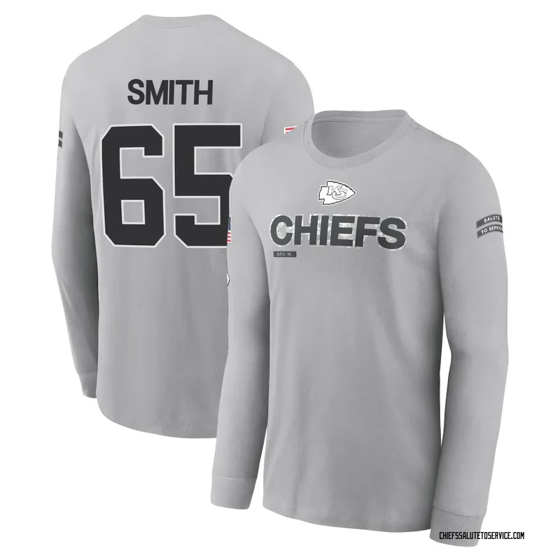 Youth Trey Smith Kansas City Chiefs Gray 2024 Salute to Service Long Sleeve T-Shirt