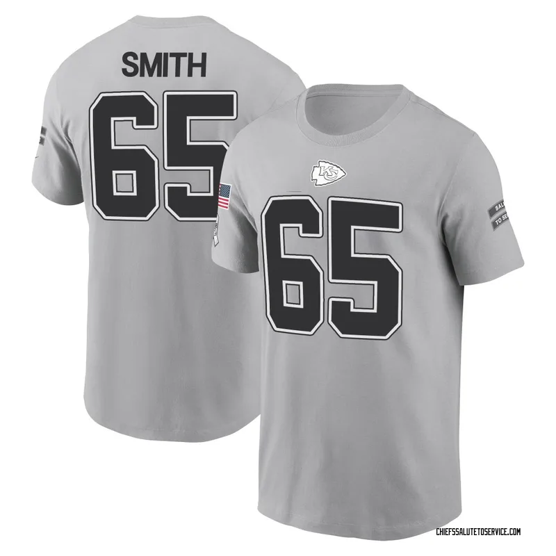Youth Trey Smith Kansas City Chiefs Gray 2024 Salute to Service Name & Number T-Shirt