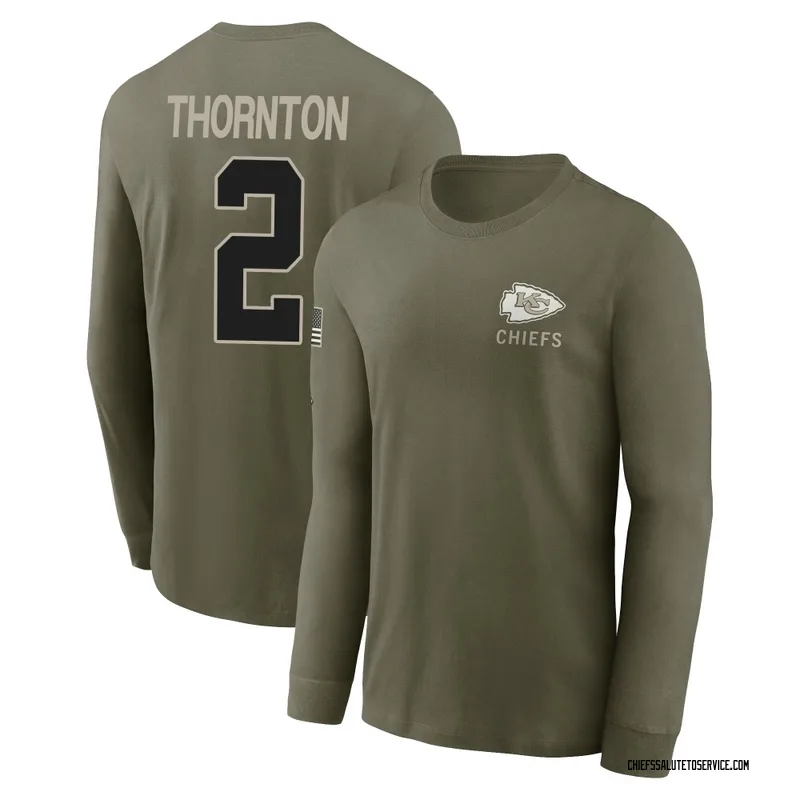 Youth Tyquan Thornton Kansas City Chiefs Olive 2025 Salute to Service Sideline Long Sleeve T-Shirt